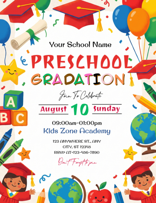 Preschool Graduation Flyers Template | PosterMyWall