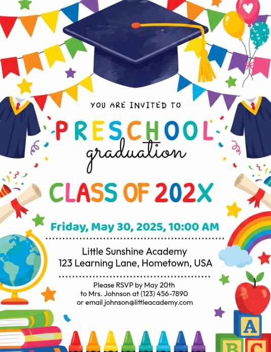 Preschool Graduation Flyers Template | PosterMyWall