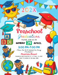White Joyful Preschool Graduation Flyer Folder (US Letter) template