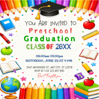 White Joyful Preschool Graduation Instagram Post Instagram-bericht template