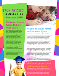 白色 Preschool Newsletter Ulotka Template