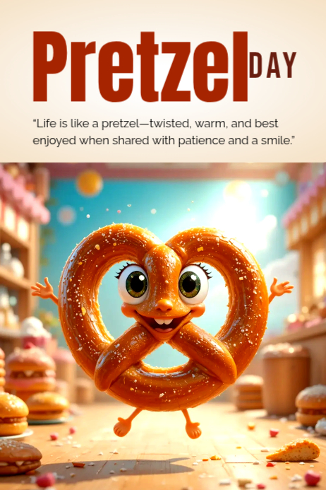 Plantilla de White Joyful Pretzel Day Poster | PosterMyWall