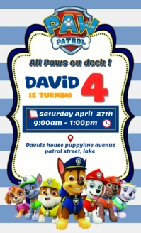 White Joyful Printable And Editable  Patrol Birthday Party Invitation Card Template Design  Us Legal