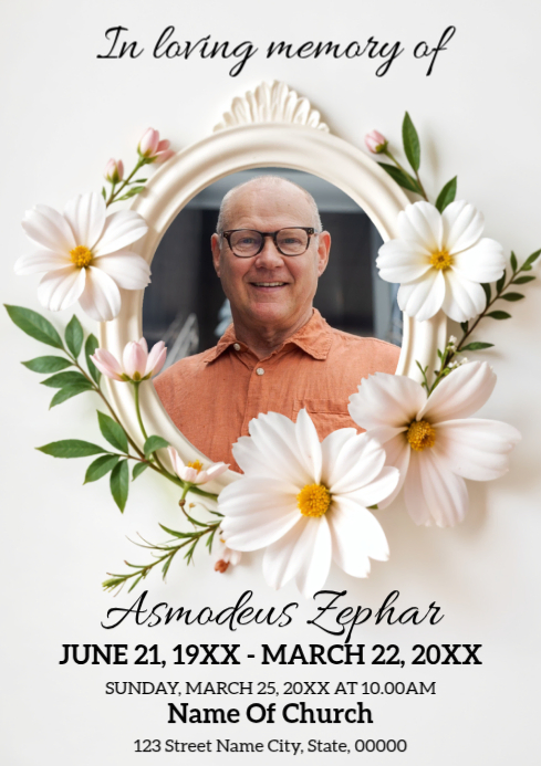 White Joyful Professional In Loving Memory A4 Template | PosterMyWall