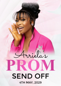 White Joyful Prom Send Off Large Sign A1 template