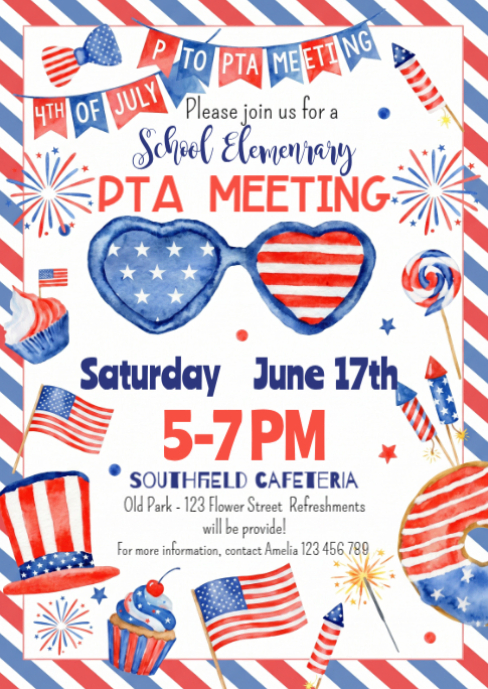 White Pta Meeting A6 Template | PosterMyWall