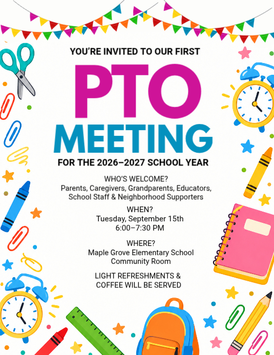 White Joyful Pto Meeting Flyer Template | PosterMyWall