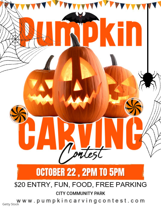 White Joyful Pumpkin Carving Flyer (us Letter) template