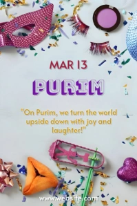 White Joyful Purim Poster Plakkaat template
