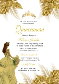 White Joyful Quinceanera  A6 template
