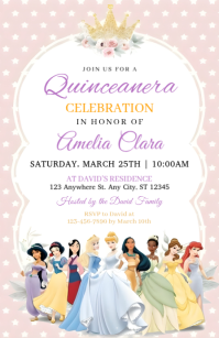 White Joyful Quinceanera Invitations Tabloid template