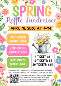 White Joyful Raffle Fundraiser A4 template