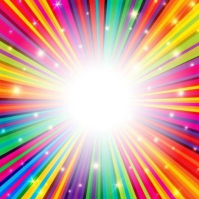 White Joyful Rainbow Starburst Light Rays Instagram Post template