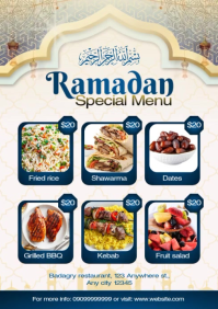 White Joyful Ramadan Special Menu Flyer  A5 template