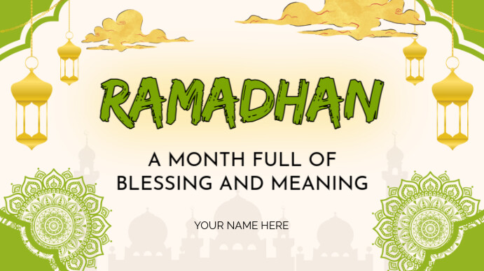 White Joyful Ramdan Kareem Youtube Thumbnail  Youtube Channel Cover Photo Isithombe Sekhava Yeshaneli ye-YouTube template