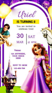 White Birthday Invitation Digitalt display Template