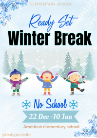 White Joyful Ready Set Winter Break  A1 template