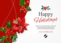 White Joyful Red White And Black Happy Holidays Postcard Merry Christmas Template Design  A6