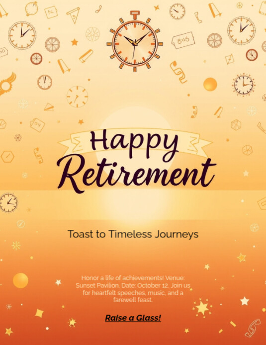 White Joyful Reflective Retirement Party Flyer (us Letter) Template ...