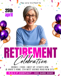 White Joyful Retirement Celebration theme ceremony party announcement event invitations Instagram Po template