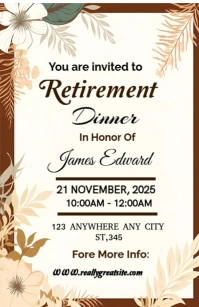 White Joyful Retirement Dinner James Edward Tabloid template