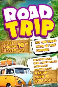 White Joyful Road Trip Poster template