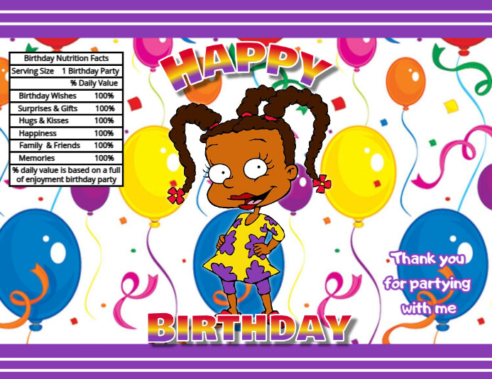 White Joyful Rugrats Susie Carmichael  Birthday Chip Bag  Flyer (us Letter) template