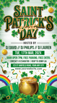 White Joyful Saint Patrick's Day Party Instagram Story template