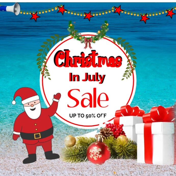 White Joyful Sale , Christmas In July Sale Video Instagram Post Instagram-opslag template