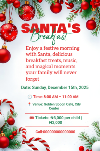 White Joyful Santa's Breakfast  Pinterest Graphic template