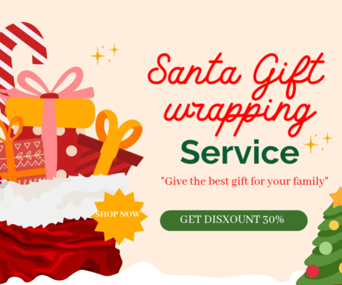 White Joyful Santa Gift Large Rectangle Template | PosterMyWall