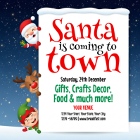 White Joyful Santa Is Coming To Town Square (1:1) template