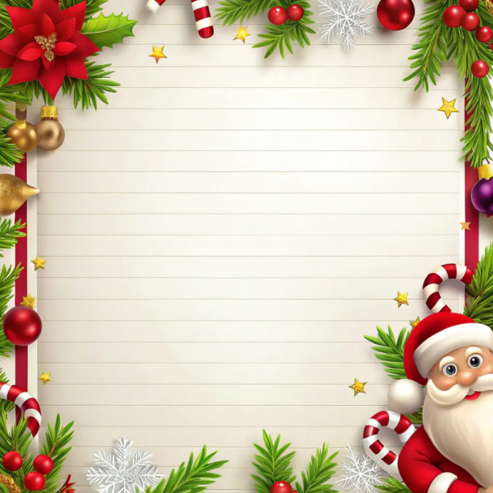 White Joyful Santa Letter Template Christmas Frame Instagram Post ...