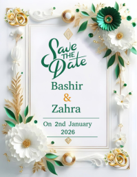 White Joyful Save The Date Card Design  Flyer (us Letter) Iflaya (Incwadi ye-US) template