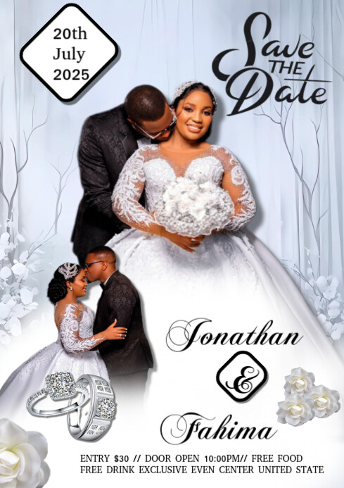 White Joyful Save The Date Flyer Design Template  A4