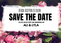 White Joyful Save The Date Postcard template