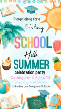 White Joyful School's Out Summer Party Instagram Story template