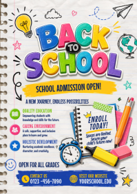 White Joyful School Admission A4 template