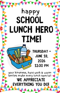 White School Lunch Hero Appreciation 小报 Template