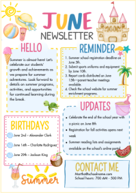 White Joyful School Newsletter A4 template