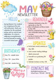 White Joyful School Newsletter A4 template