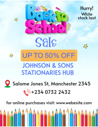 Hvid Back to School Sale Ulotka Template