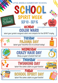 White School Spirit Week A4 Template