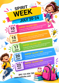 白色 School Spirit Week A5 Template