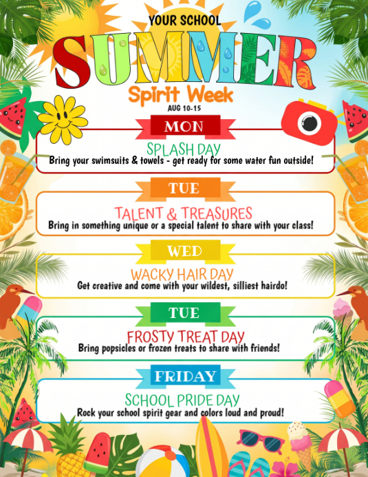White Joyful School Spirit Week Flyer Template | PosterMyWall
