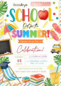 White Joyful School Summer Celebration A6 template