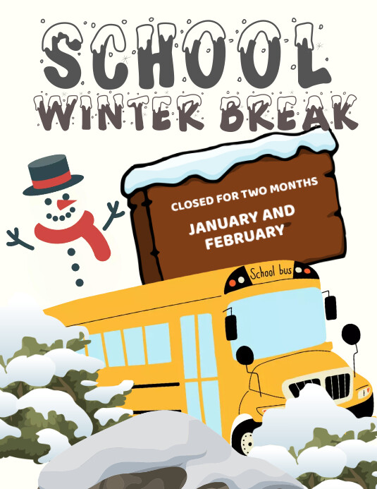 White Joyful School Winter Break  Flyer (us L template