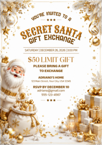 White Secret Santa Gift Exchange A4 Template