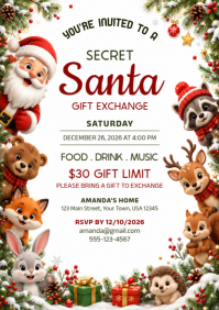 Biały Secret Santa Gift Exchange A4 Template