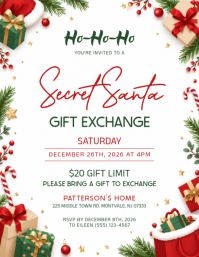 Hvid Secret Santa Gift Exchange Pamflet Template